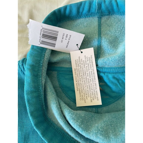 NWT Calvin Klein Teal Turquoise Funnel Neck Crisscross Sweatshirt Size Small S - Picture 9 of 12